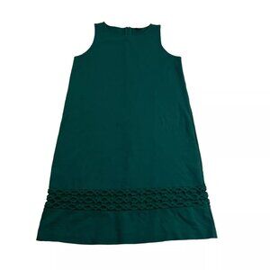 Ann Taylor A-Line Dress Women’s 8 Green Sleeveless Knee Length Lace Detail